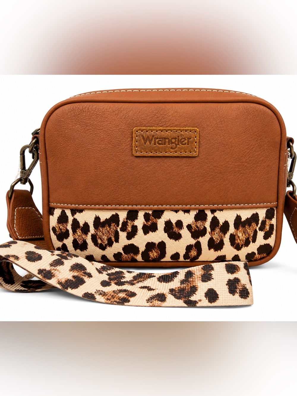 Wrangler Brown and Leopard Print Crossbody Bag
